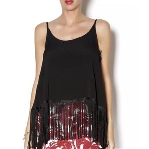 BISHOP + YOUNG BUTTON-BACK TOP FRINGE TOP